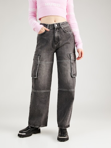 HUGO Red Wide leg Cargojeans 'Galese' in Grijs: voorkant