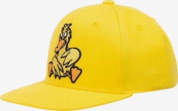 LOGOSHIRT Hat 'Ente - Sitzt' in Yellow: front