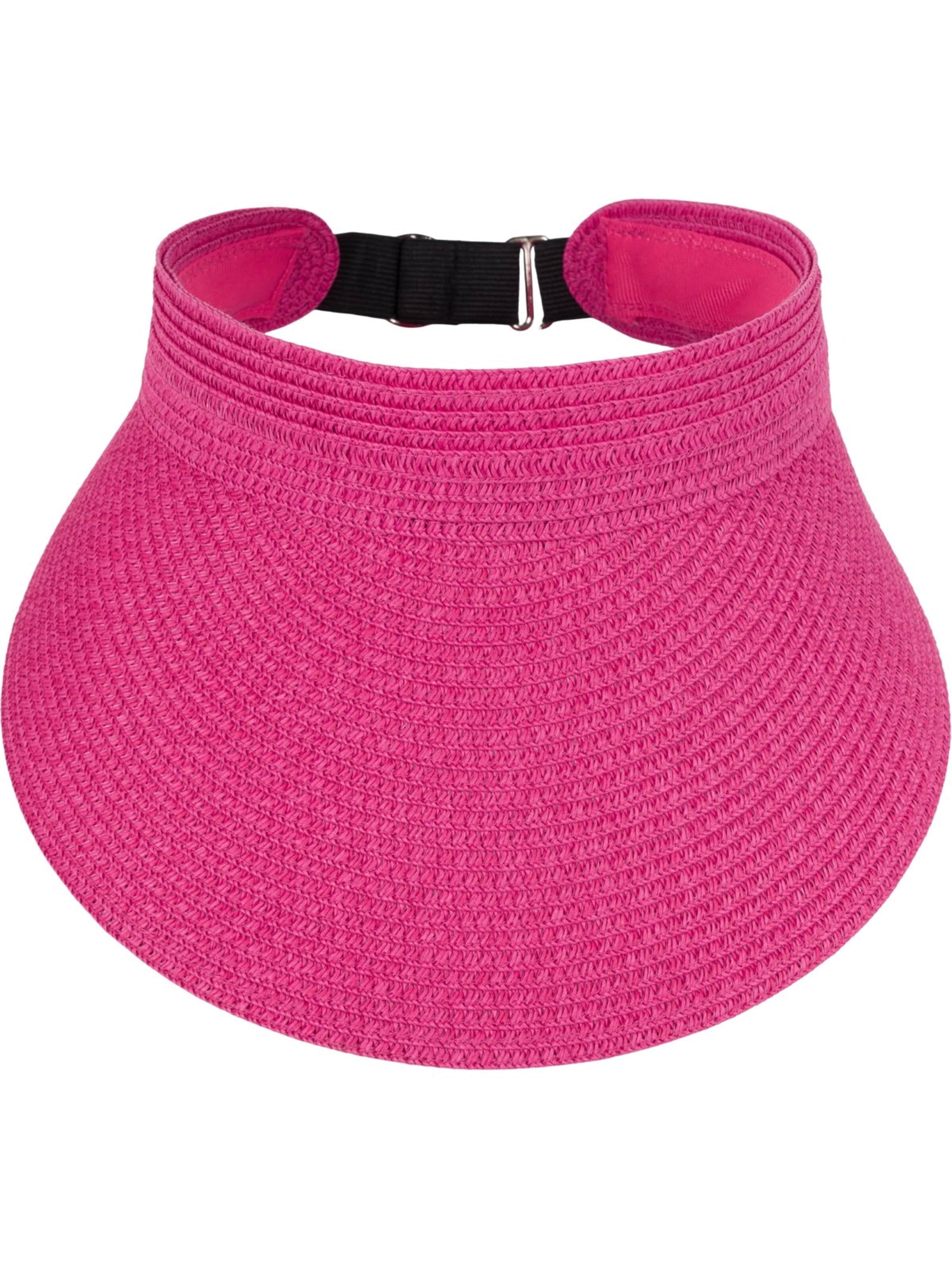 styleBREAKER Cap 'Papierstroh Visor Cap Einfarbig' in Pink: front