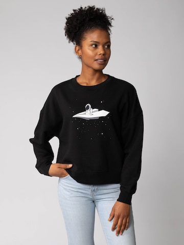 Sweat-shirt 'Fly me to the moon ' Watapparel en noir : devant