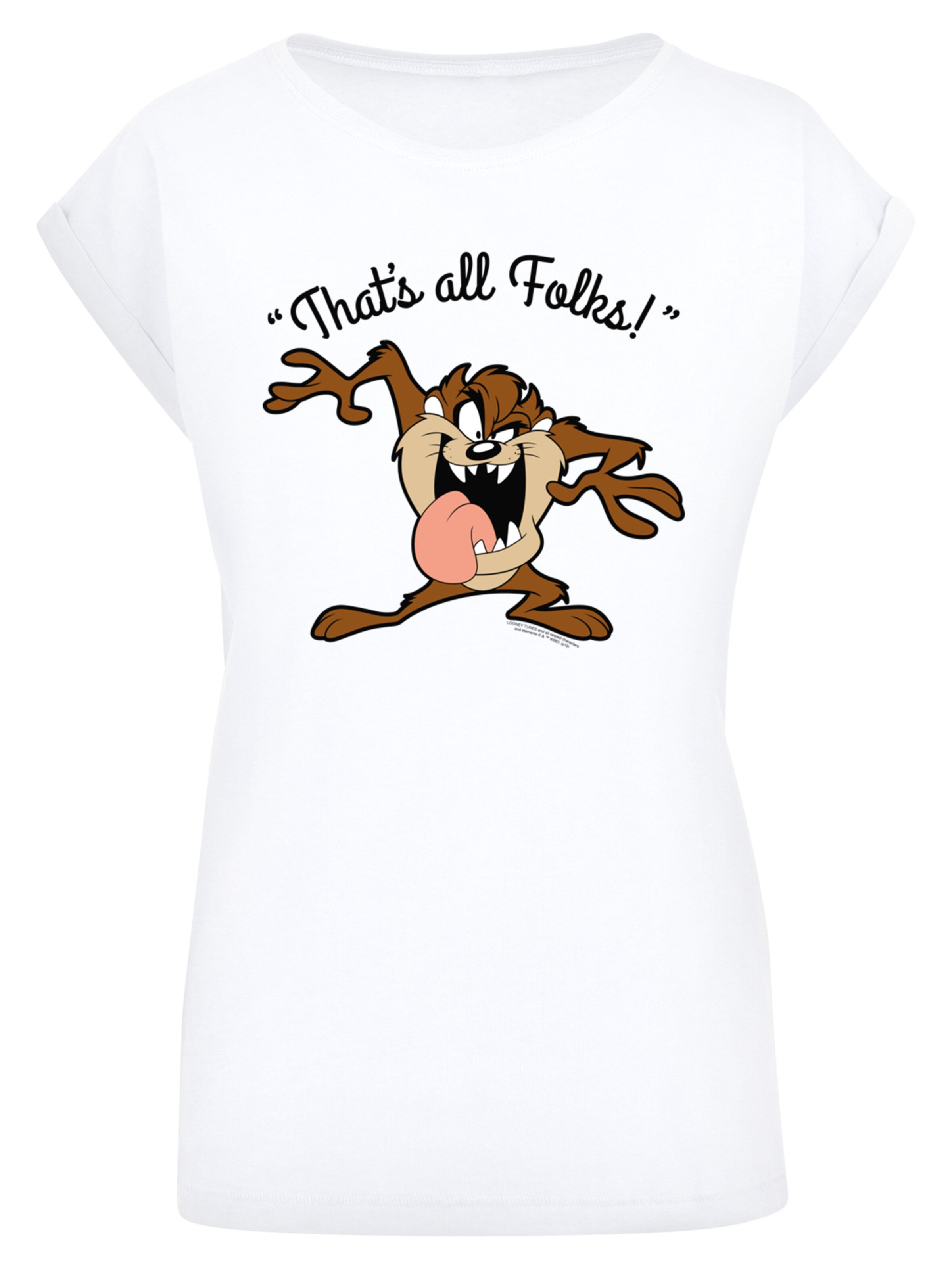 F4NT4STIC Shirt 'Looney Tunes Taz That's All Folks' in de kleur Bruin / Rosa / Zwart / Wit, Productweergave