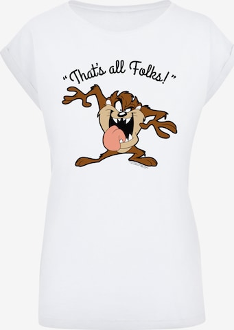 F4NT4STIC Shirt 'Looney Tunes Taz That's All Folks' in Wit: voorkant