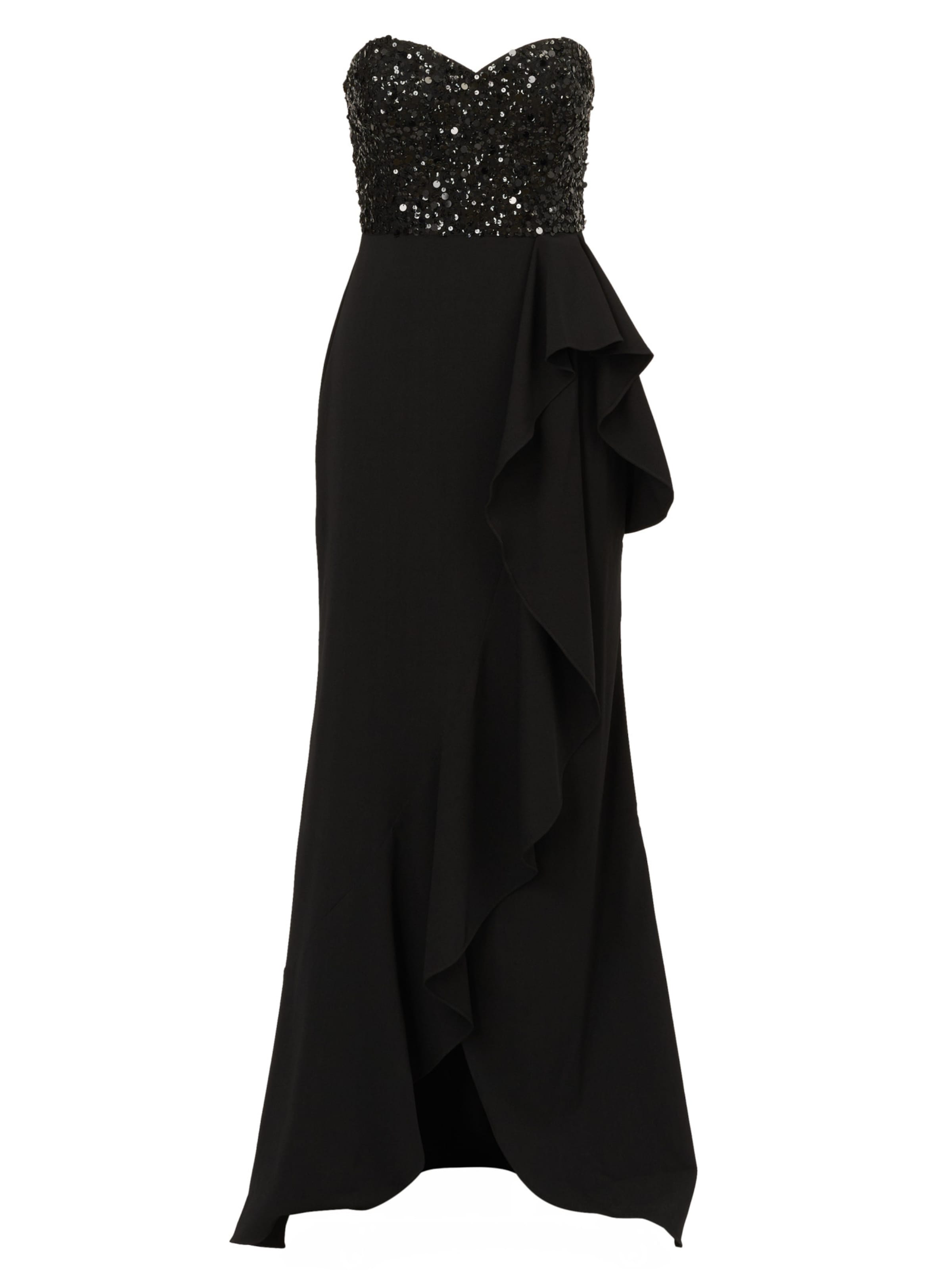 Adrianna Papell Langes Abendkleid 'Strapless Bead Mesh Dress' in Schwarz: Vorderseite