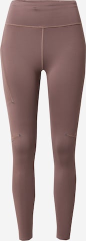 On Skinny Workout Pants in Brown: front