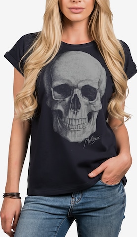 MAKAYA Shirt 'Totenkopf' in Blue: front