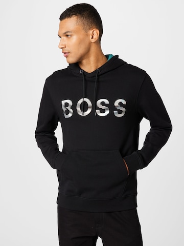 BOSS OrangeSweater majica 'Sadok' - crna boja: prednji dio