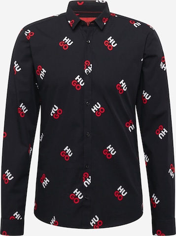 HUGO Red - Regular Fit Camisa 'Ero' em preto: frente