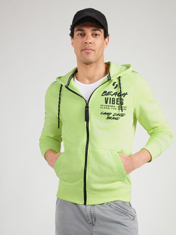 CAMP DAVID Zip-Up Hoodie in Green: front
