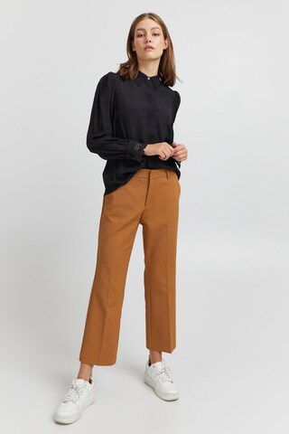 PULZ Jeans Tapered Pleated Pants 'BINDY' in Brown