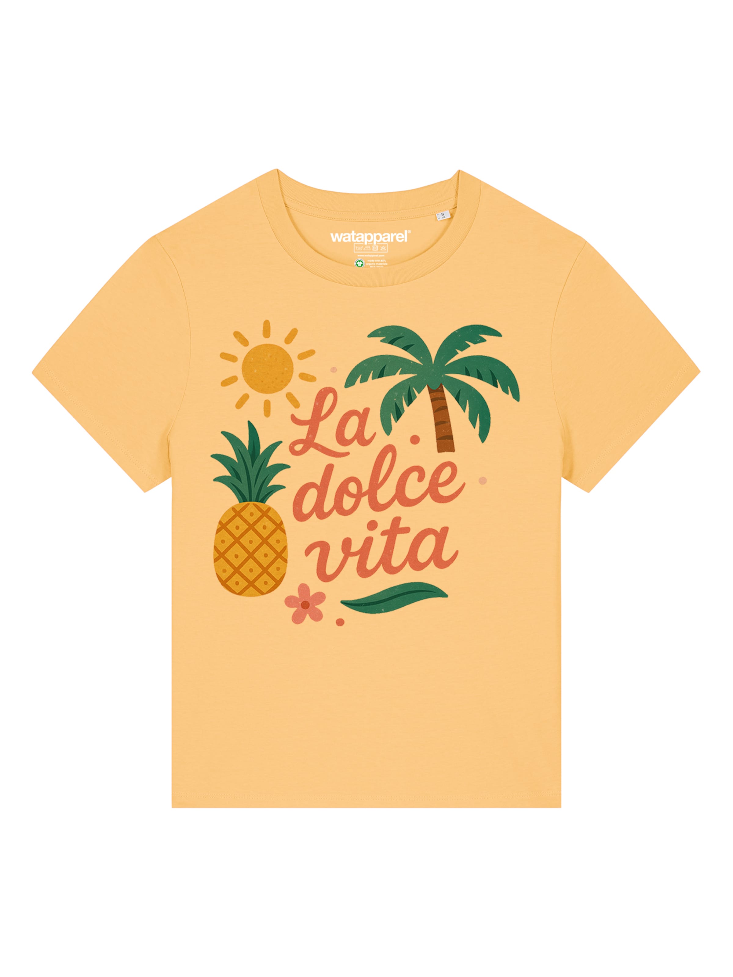 Maglietta 'La Dolce Vita' di Watapparel in giallo: frontale