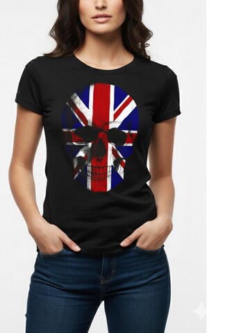 MAKAYA Shirt 'UK Skull'‌‌‌‌ in Schwarz: Vorderseite