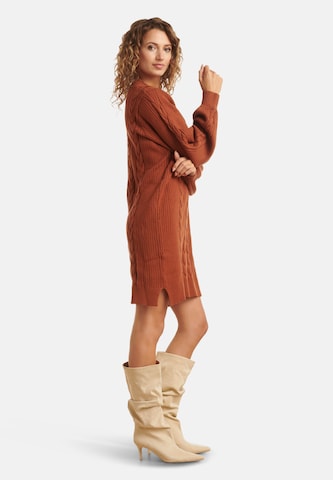 Smashed Lemon Gebreide jurk in Bruin