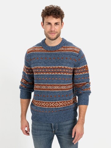 CAMEL ACTIVE Rundhals Pullover mit Kontraststreifen in Blau: Vorderseite