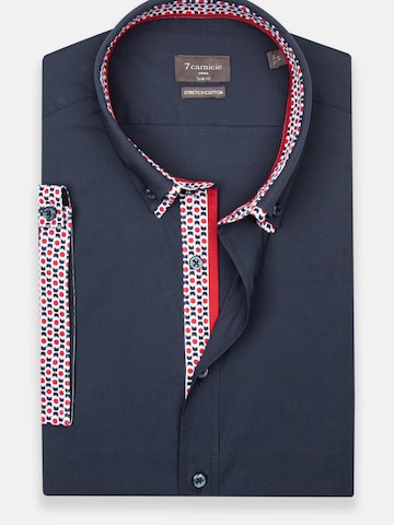 Slim fit Camicia business 'Iconic Poplin Stretch Man Shirt Short Sleeve Blue' di 7Camicie in blu: frontale