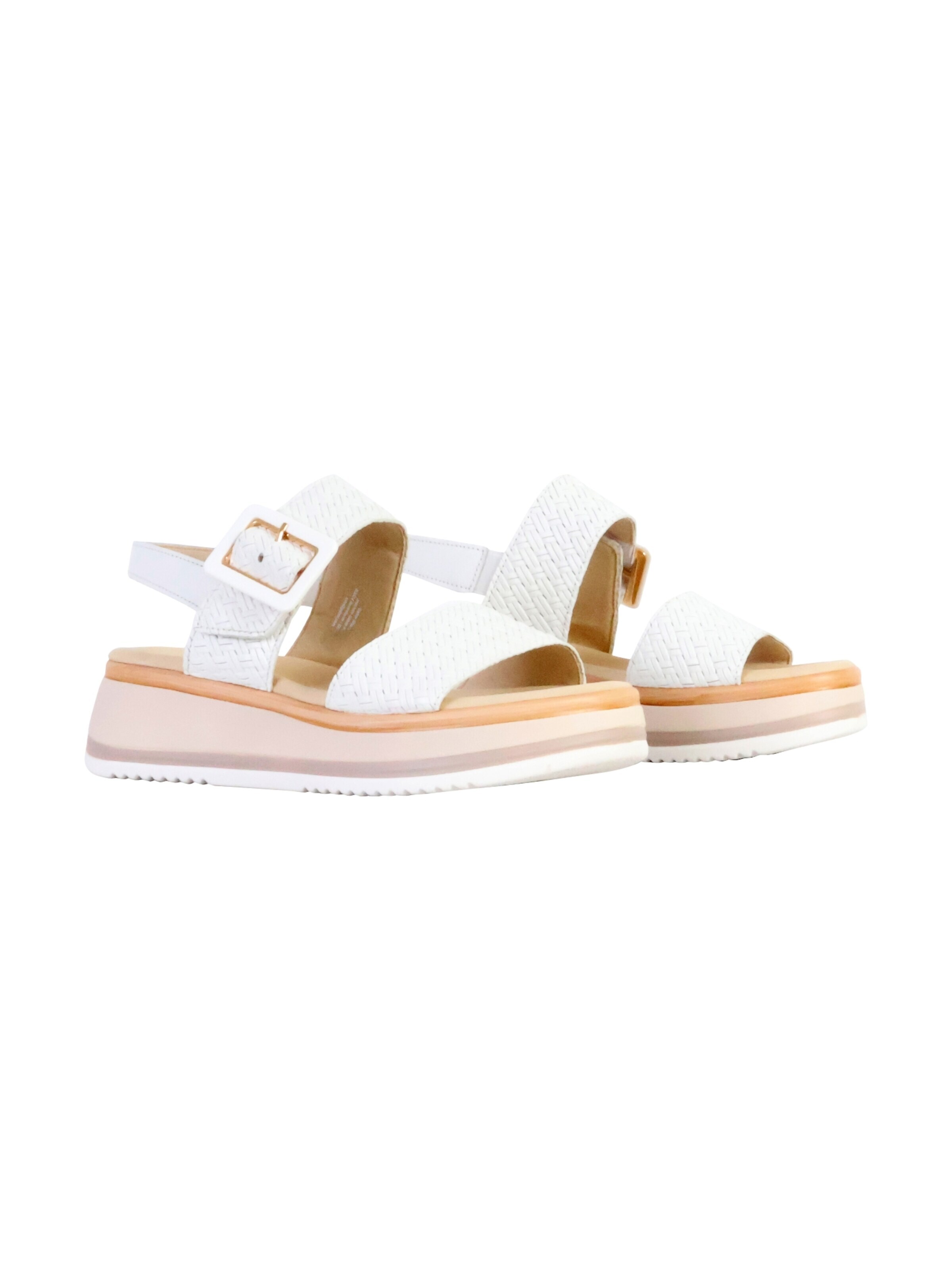 Sandales 'TwistNappa-Sandalen aus Leder mit Keilabsatz und Flechtmuster' GABOR en blanc