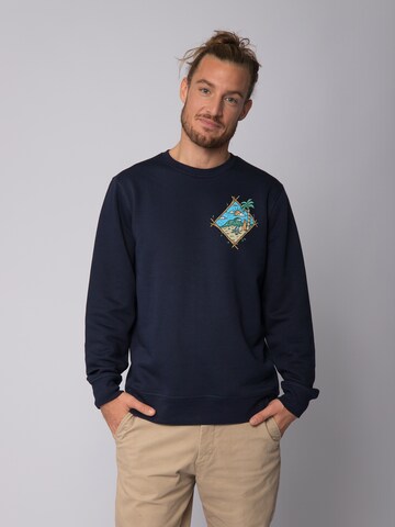 Sweat-shirt 'Beach is calling' Watapparel en bleu : devant