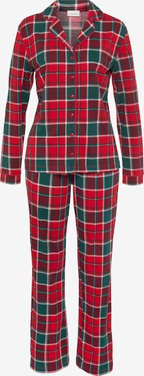 LASCANA Pijama en verde oscuro / rojo, Vista del producto