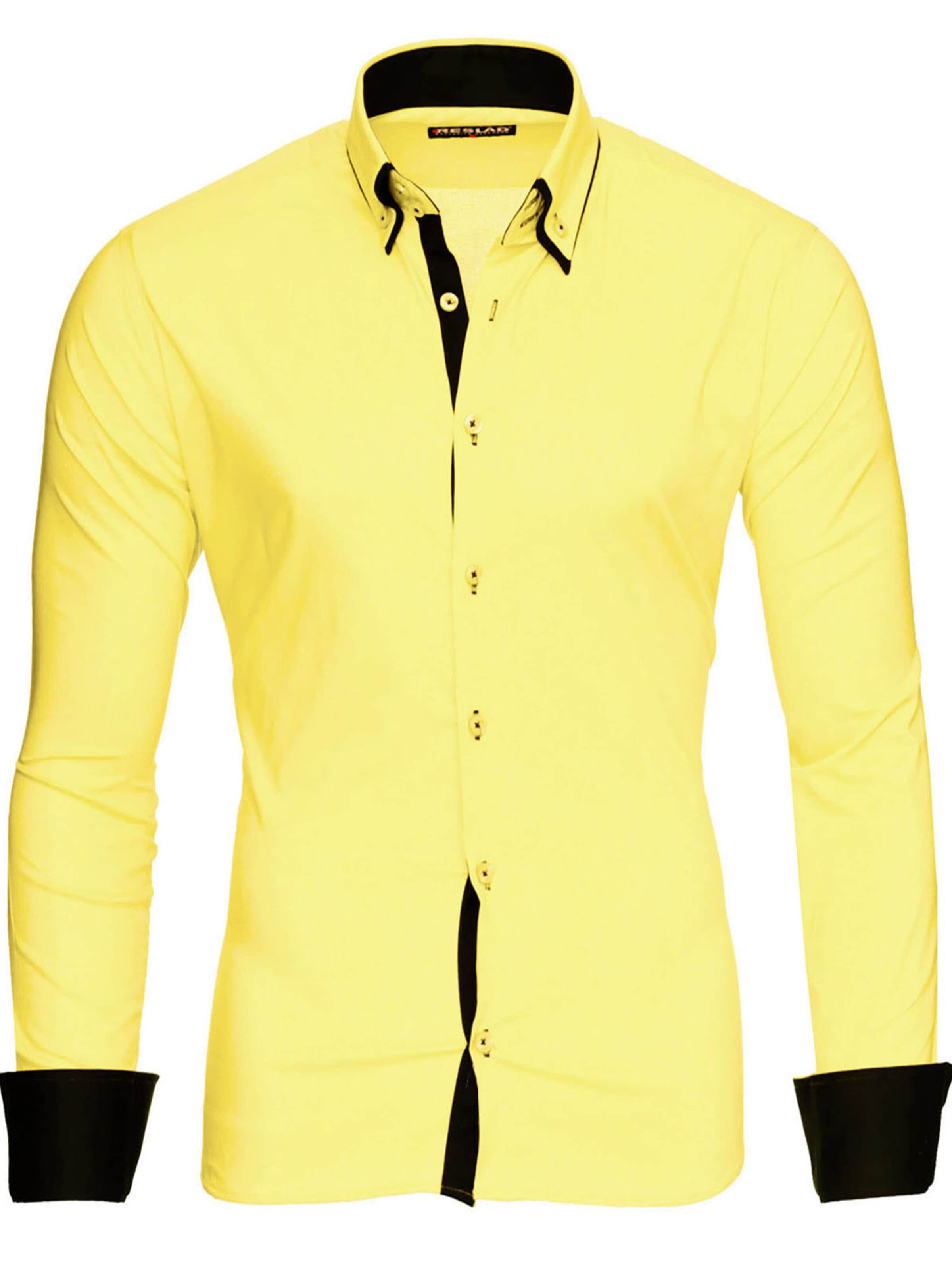 Reslad Slim fit Button Up Shirt 'RS7050' in Yellow: front