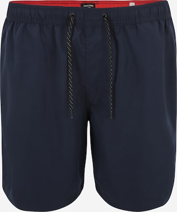 Jack & Jones Plus - Calções de banho em azul: frente