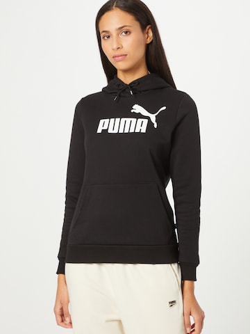 PUMA Sportief sweatshirt 'ESSENTIAL Logo Hoodie' in Zwart: voorkant