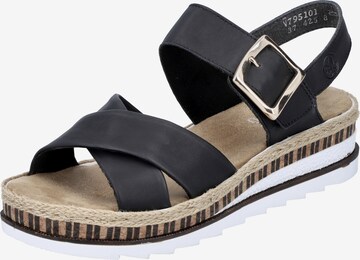 Rieker Strap Sandals in Black: front