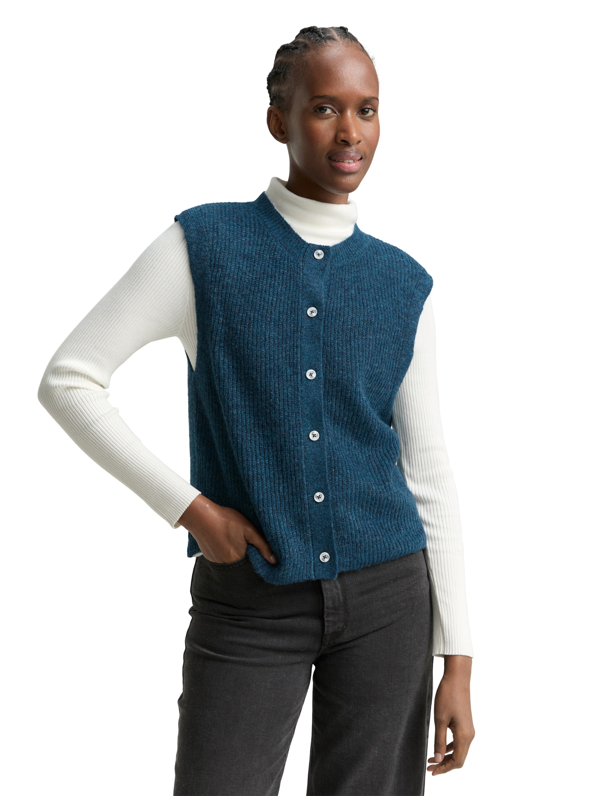 TOM TAILOR DENIM Strickjacke in Blau: Vorderseite