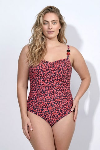 Ulla Popken Bralette Swimsuit in Red: front