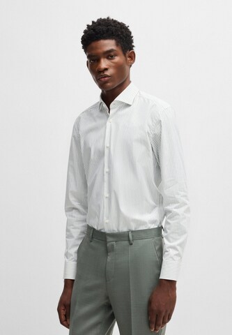BOSS Slim Fit Hemd 'H-Hank' in Grün: Vorderseite