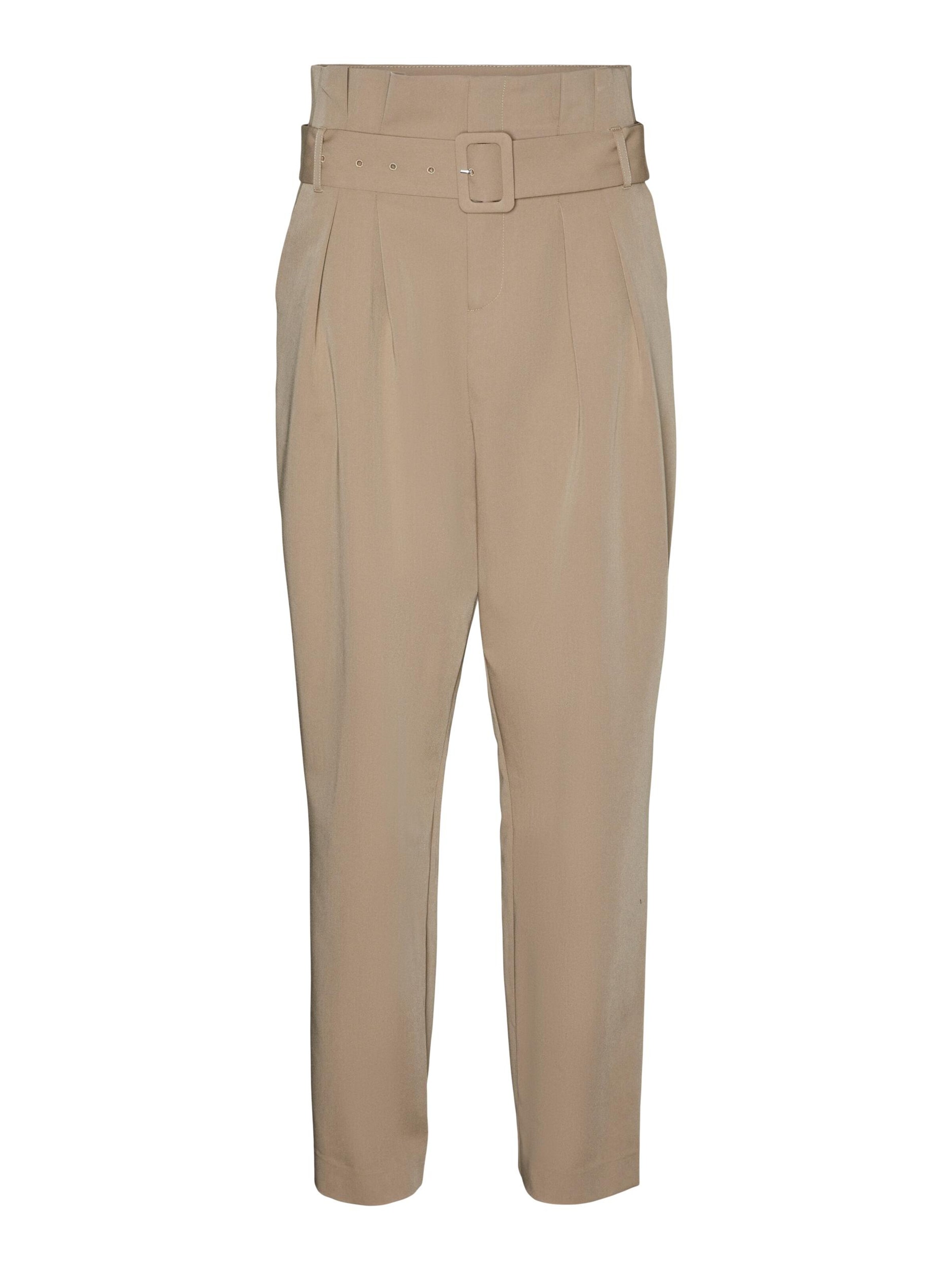 VERO MODA Tapered Παντελόνι πλισέ σε μπεζ: μπροστά
