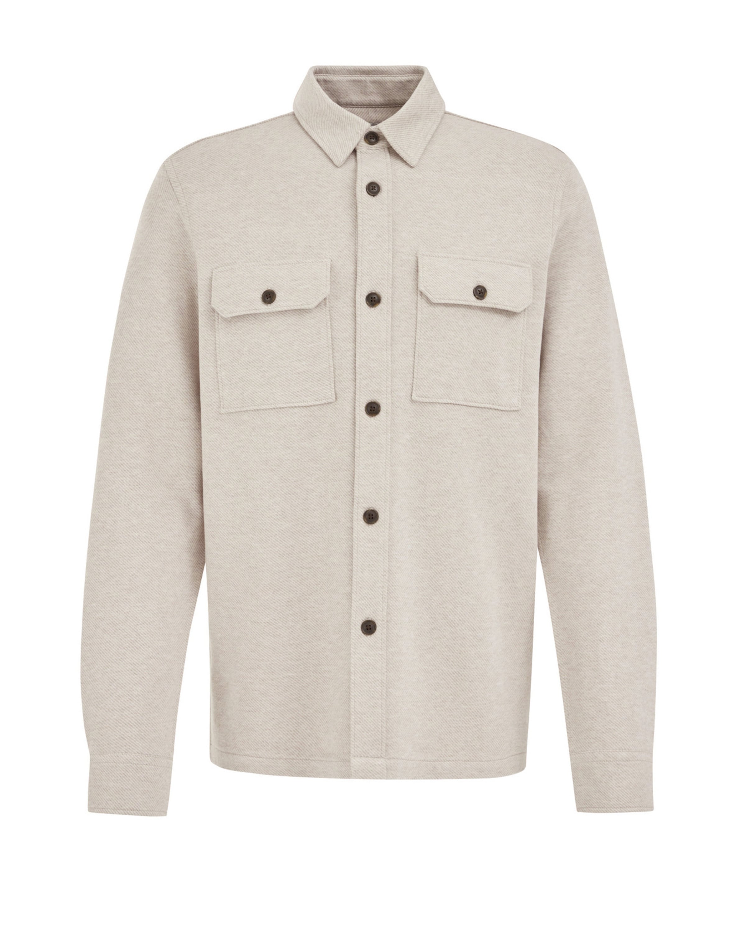 WE Fashion Regular fit Button Up Shirt in Beige: front