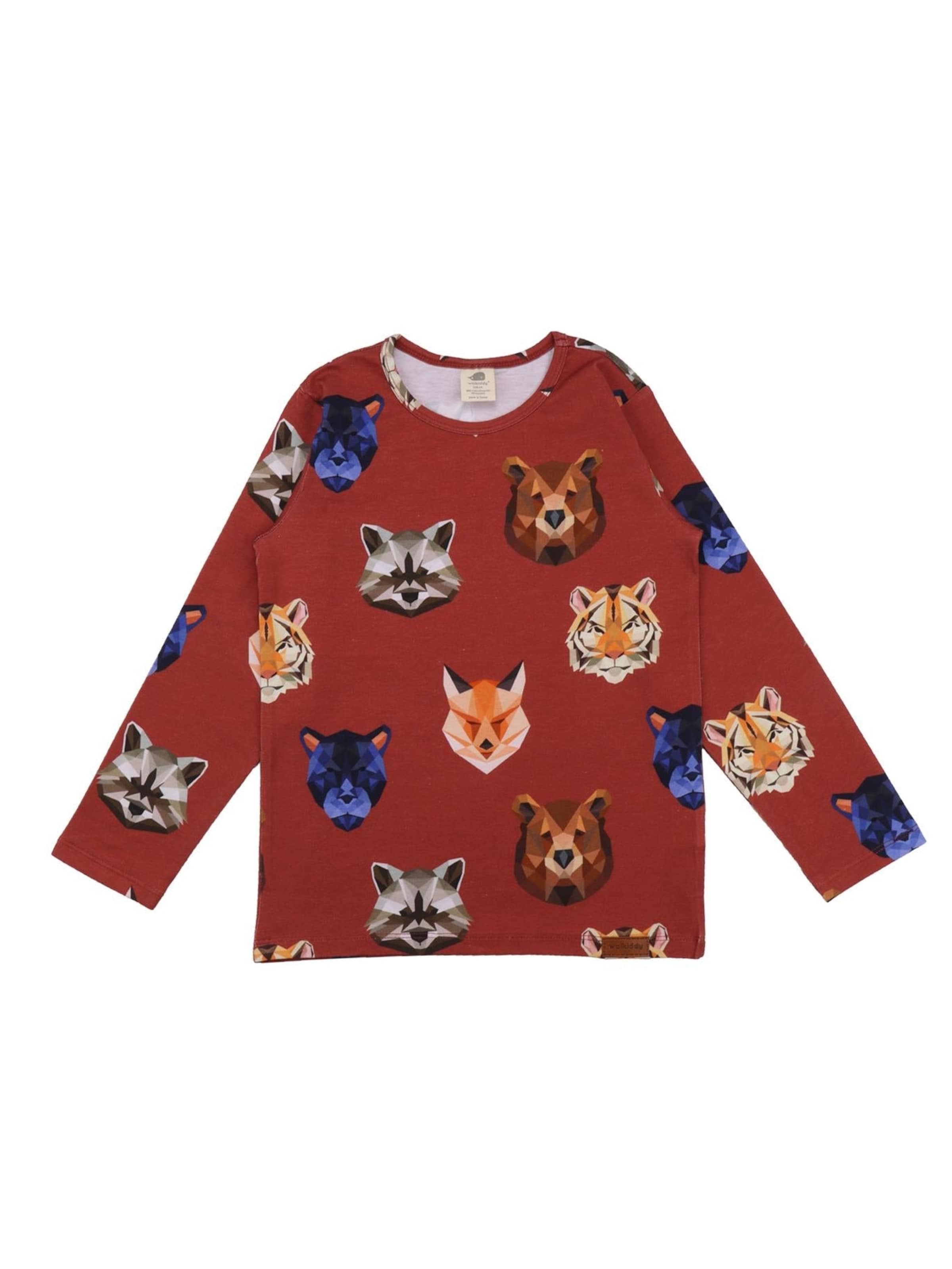 Walkiddy Shirt 'Reflection Animals' in Red: front