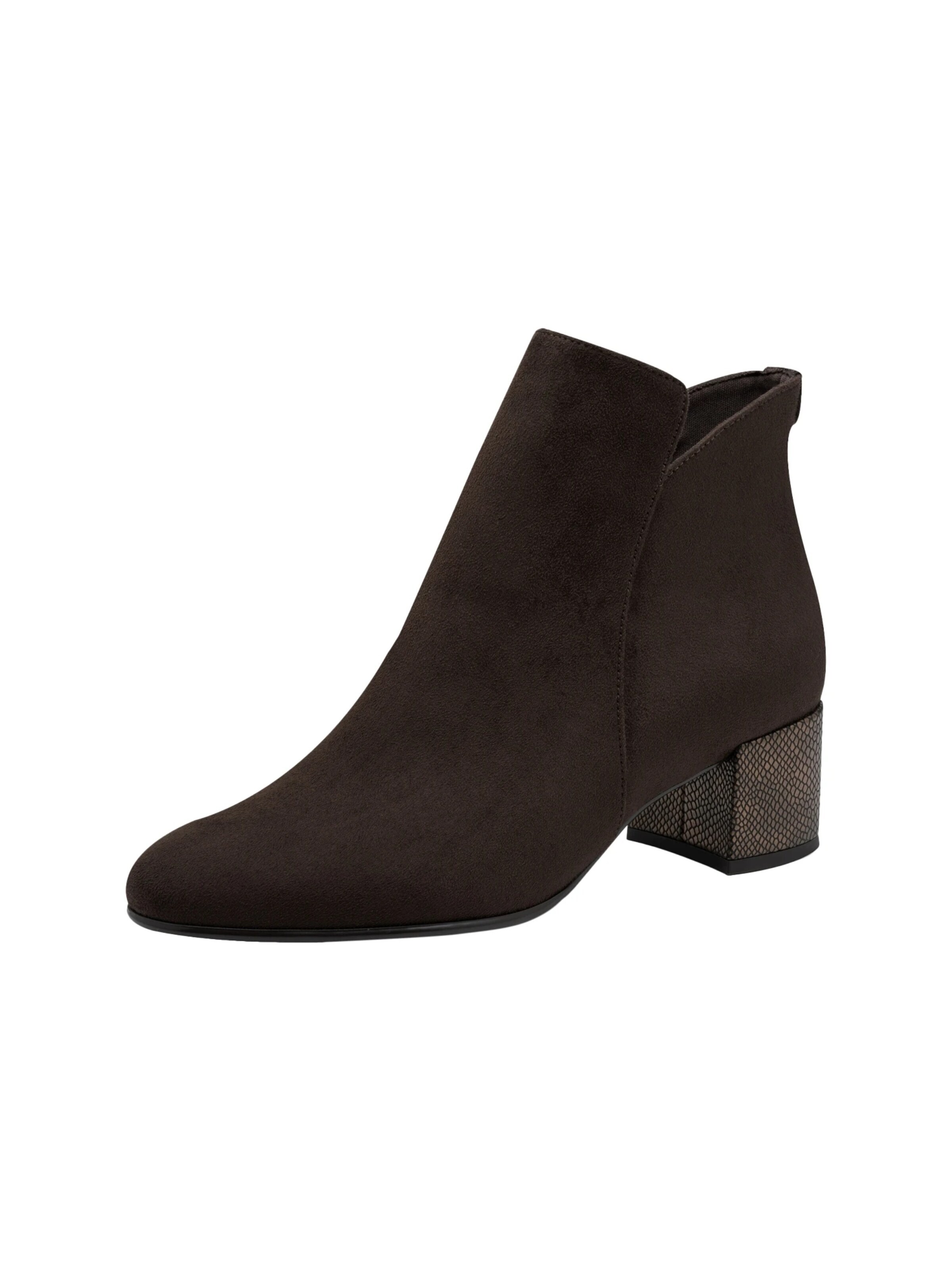 Bottines 'Stiefeletten mit Reißverschluss und Absatz' Tamaris en marron : devant