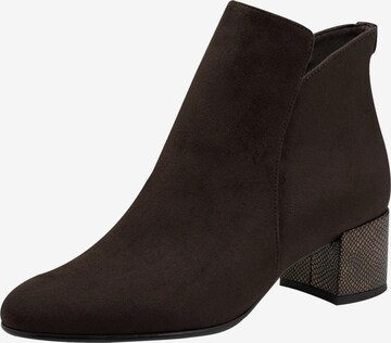 Bottines 'Stiefeletten mit Reißverschluss und Absatz' Tamaris en marron : devant