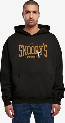 Merchcode Sweatshirt 'Peanuts - Strength Club' in Black: front