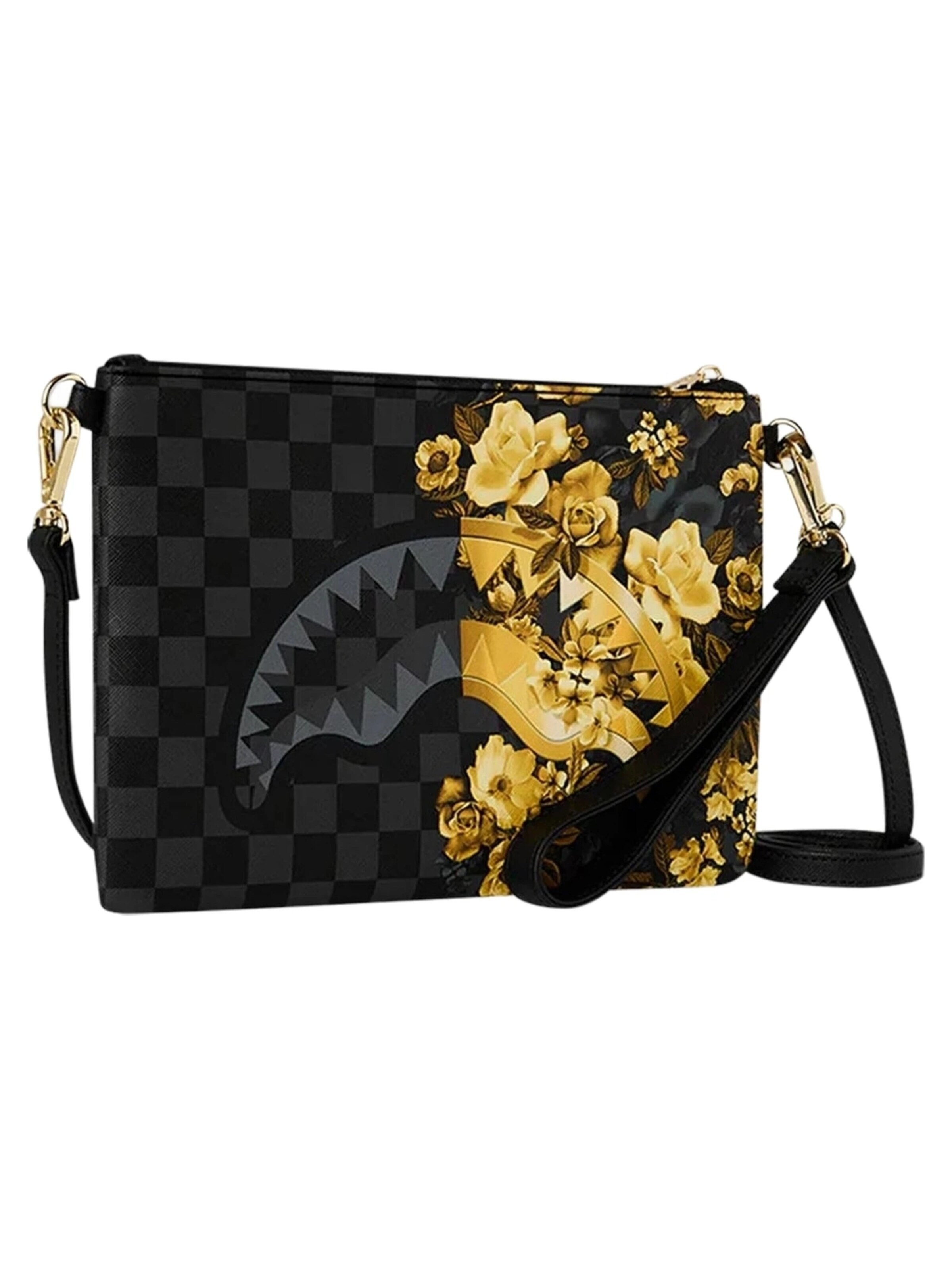Sprayground - Messenger 'Bolso sprayground negro gold floral remix crossover clutch' en negro
