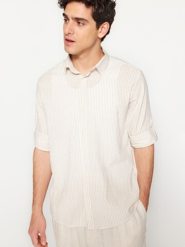 Trendyol Regular fit Button Up Shirt in Beige: front
