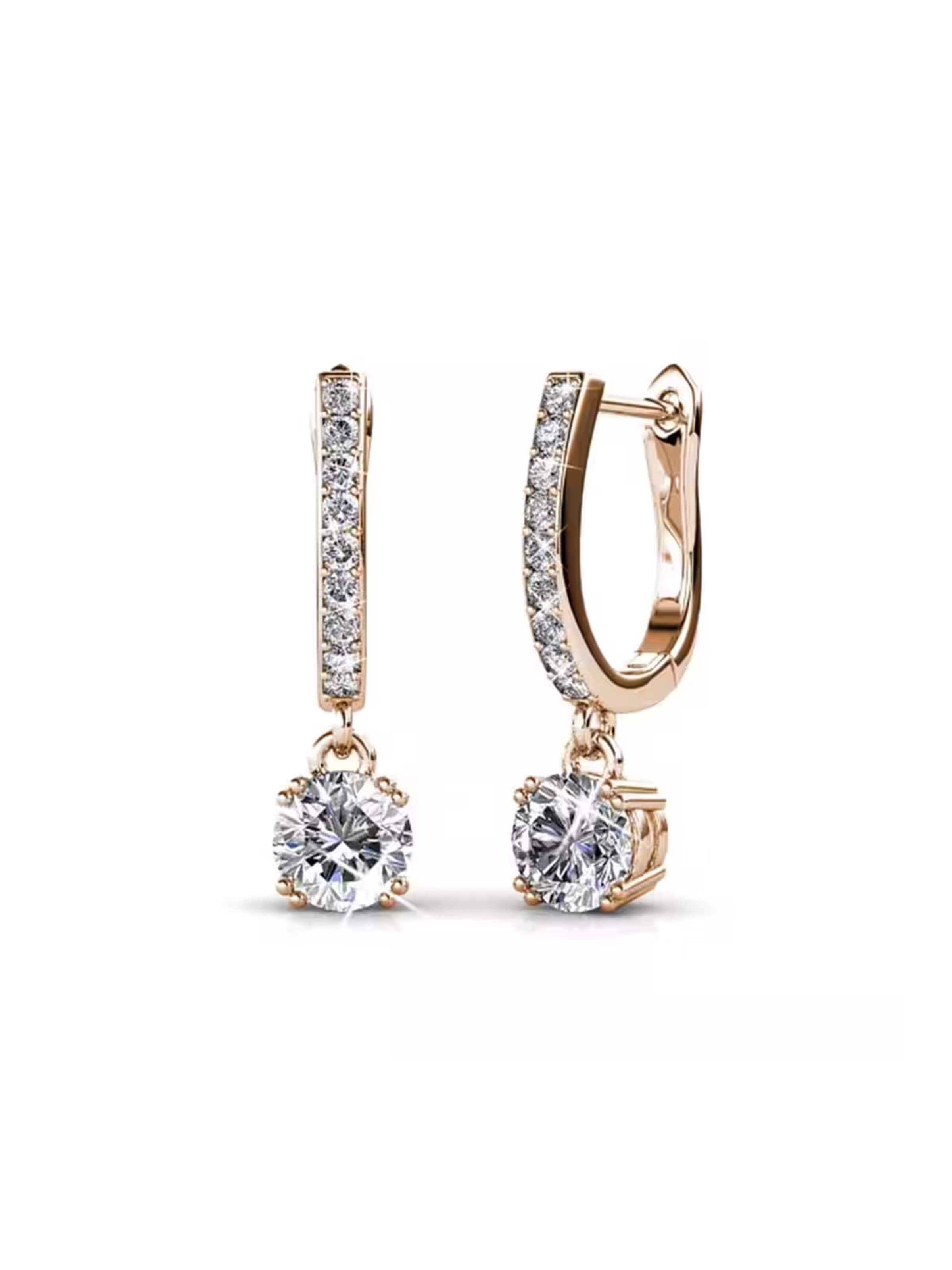 ROUGEMONT Jewellery Earrings 'Funkelnde Damen Zirkonia Creolen Ohrhänger' in Gold: front