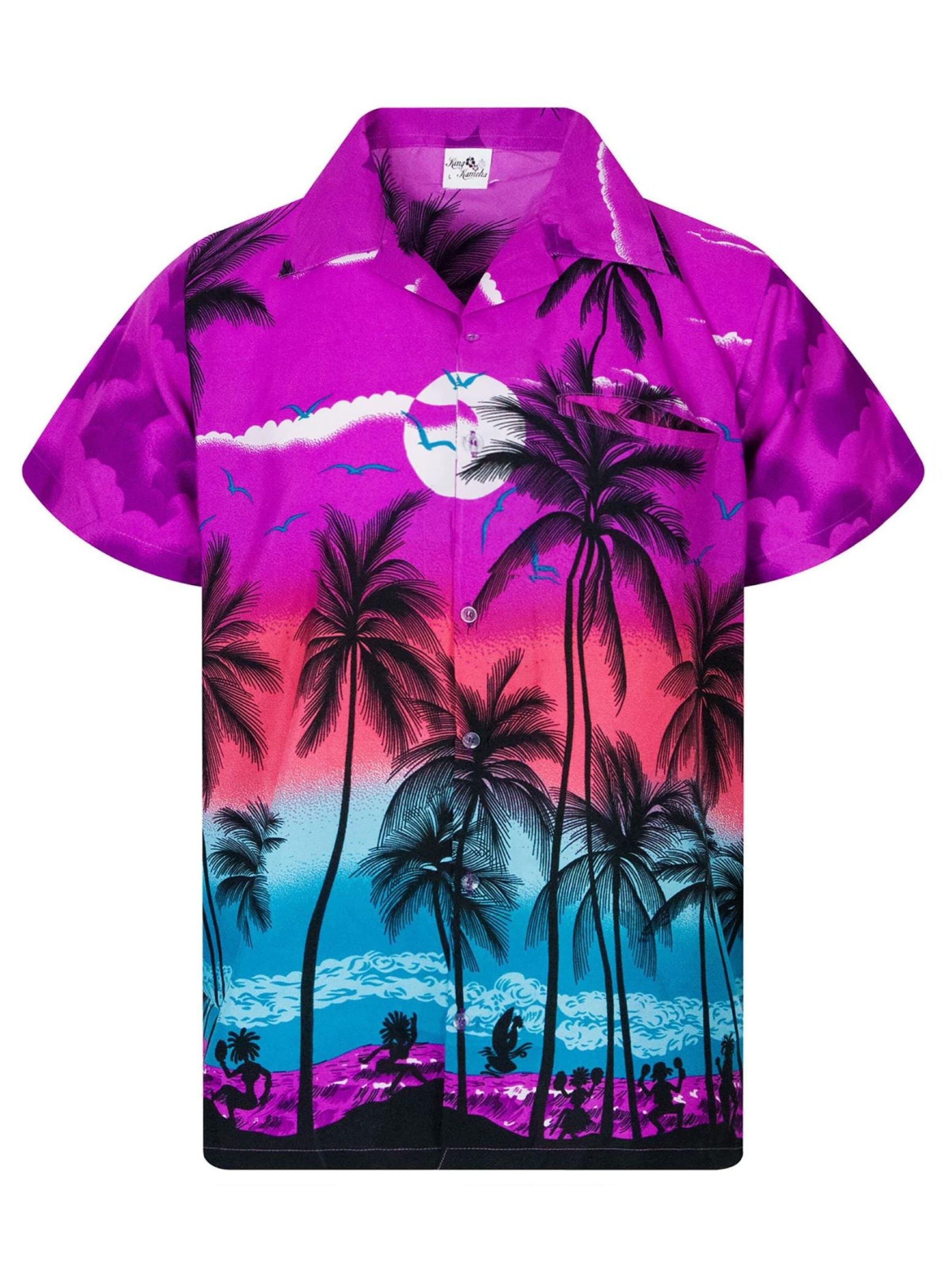 King Kameha Shirt 'Beach' in Lila: voorkant