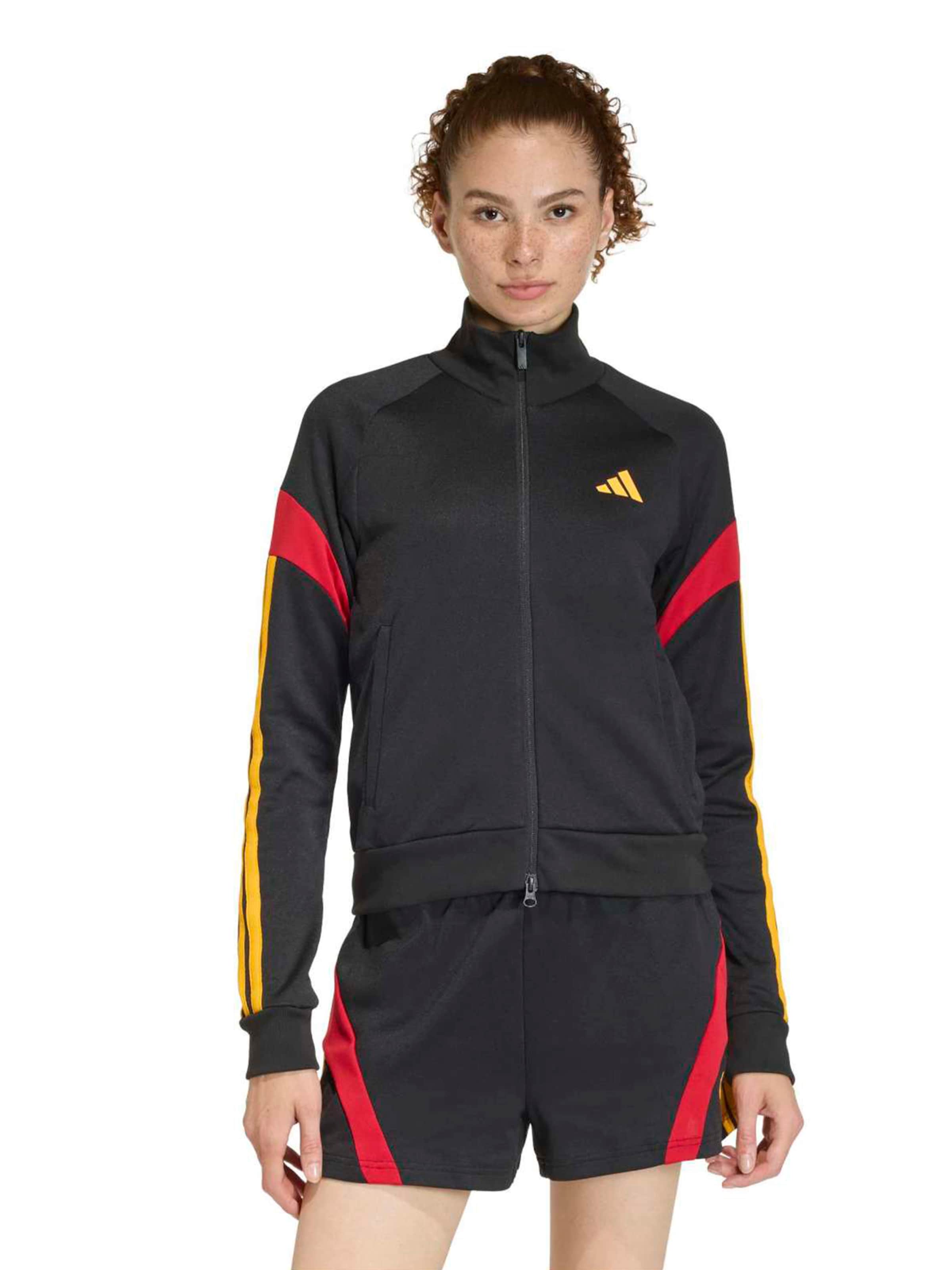 Bluză cu fermoar sport 'HER' de la ADIDAS SPORTSWEAR pe negru: față