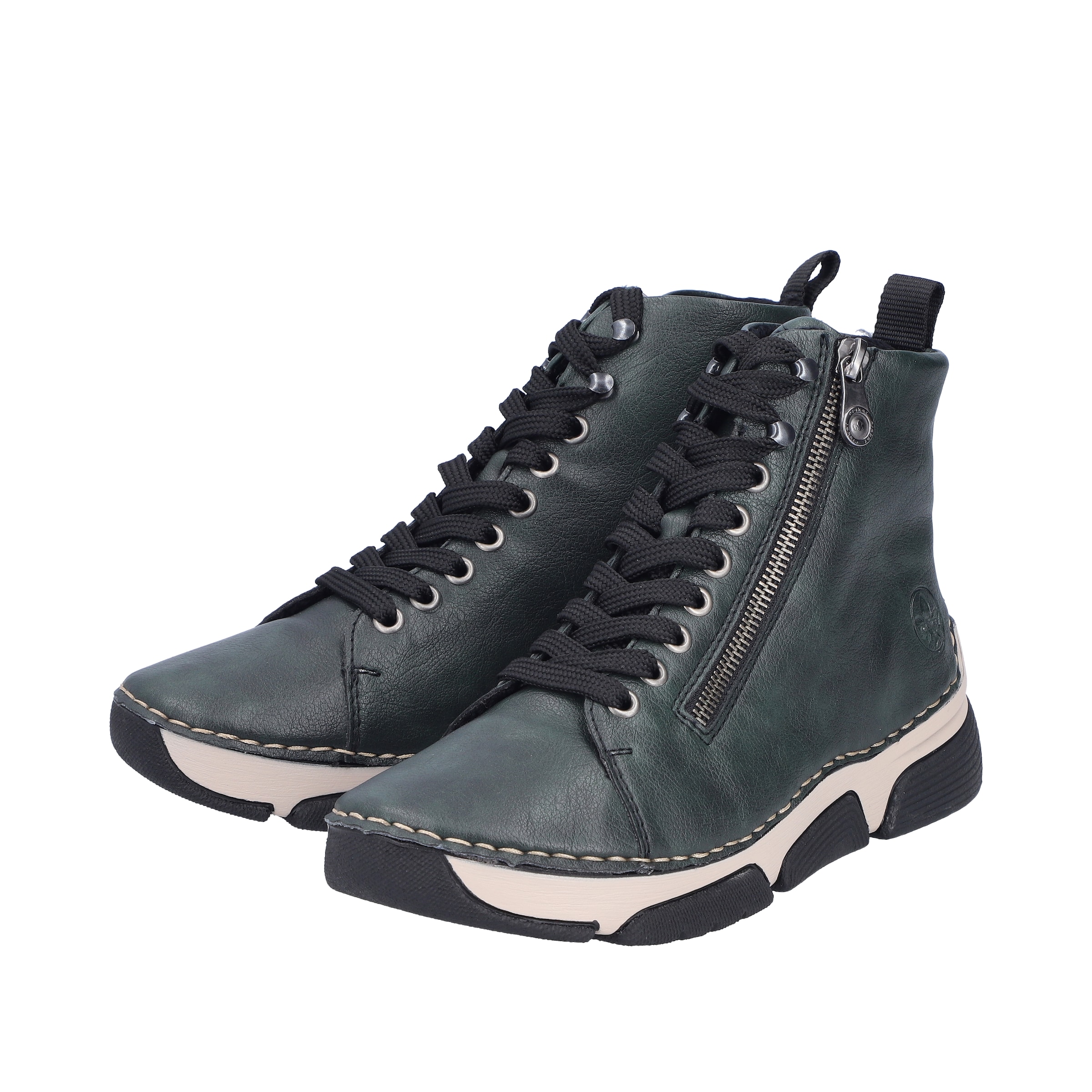 Rieker Lace-Up Ankle Boots in Green