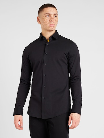 Coupe slim Chemise 'P-HANK' BOSS Black en noir : devant