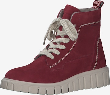 Tamaris Lace-up bootie in Red: front