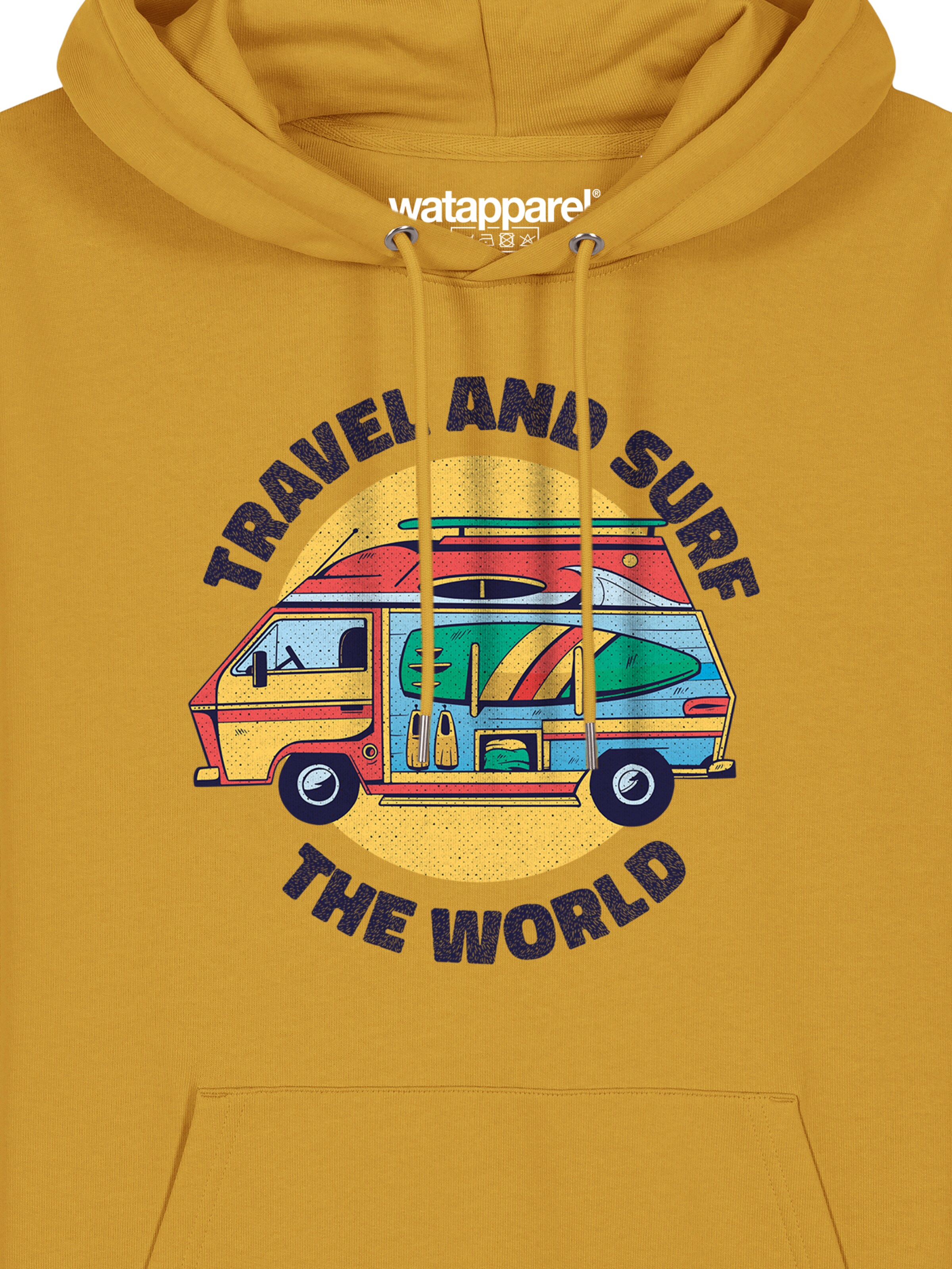 Watapparel Sweatshirt 'Travel and surf' in Geel
