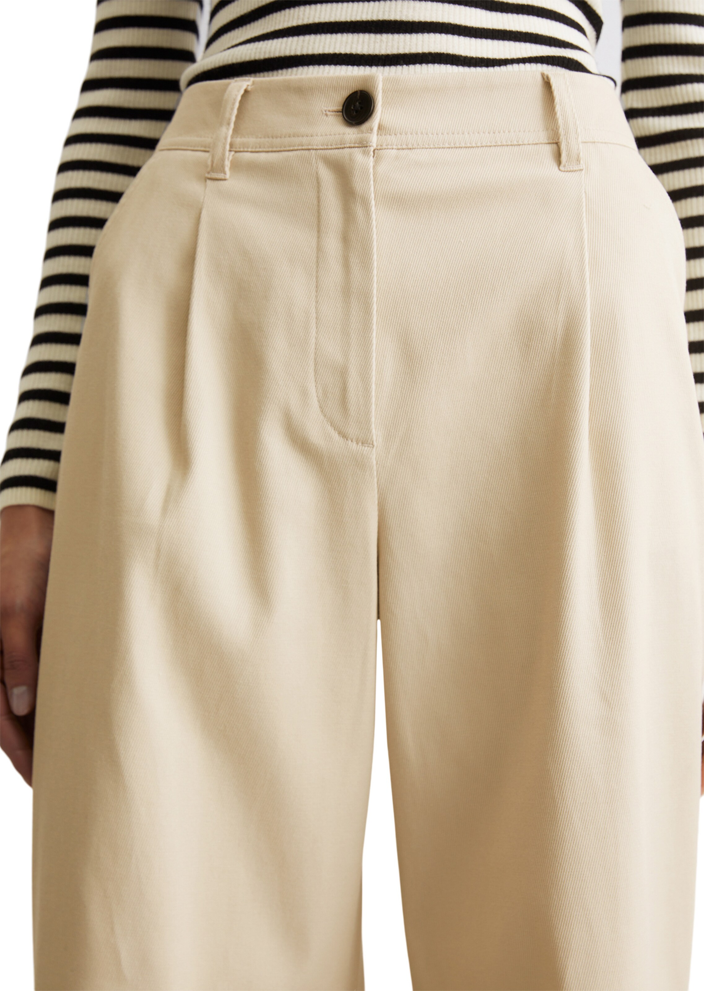 Marc O'Polo Wide leg Bandplooibroek in Beige