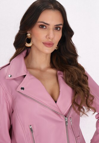 Giacca di mezza stagione di faina in rosa