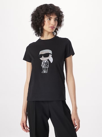 Tricou 'Ikonik' de la Karl Lagerfeld pe negru: față
