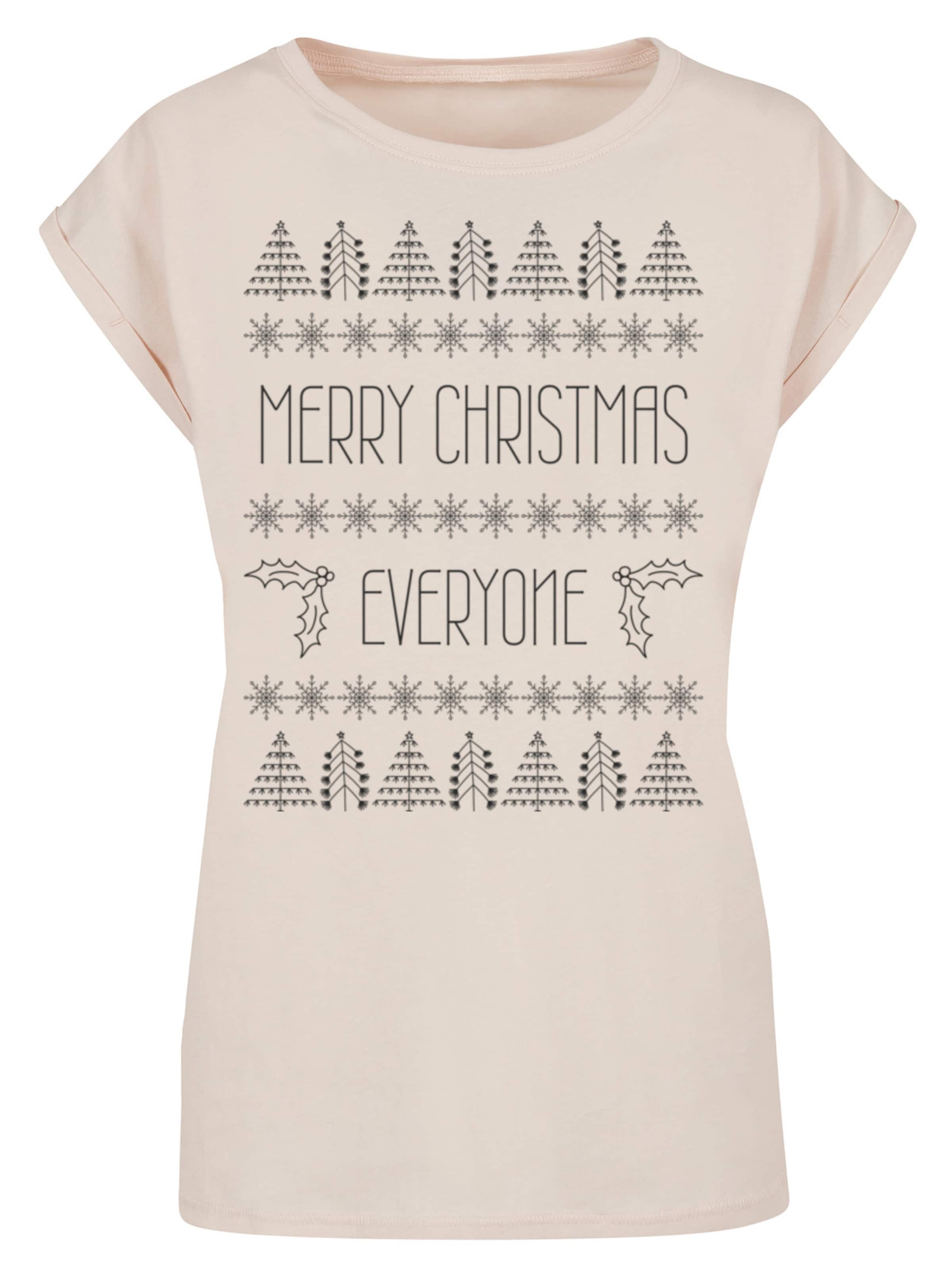 F4NT4STIC Shirt 'Merry Christmas Everyone' in Beige: Vorderseite