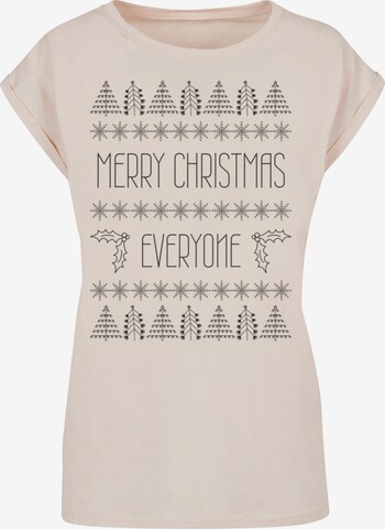 F4NT4STIC Shirt 'Merry Christmas Everyone' in Beige: voorkant