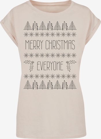 T-shirt 'Merry Christmas Everyone' F4NT4STIC en beige : devant