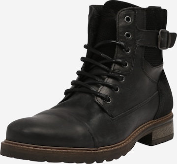 BULLBOXER Lace-Up Boots in Black: front